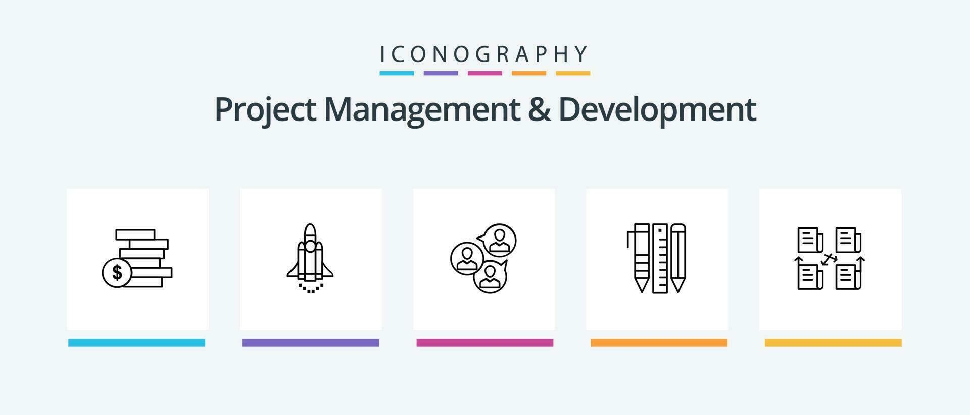 Project Management And Development Line 5 Icon Pack Including success. career. online. career path. items. Creative Icons Design vector