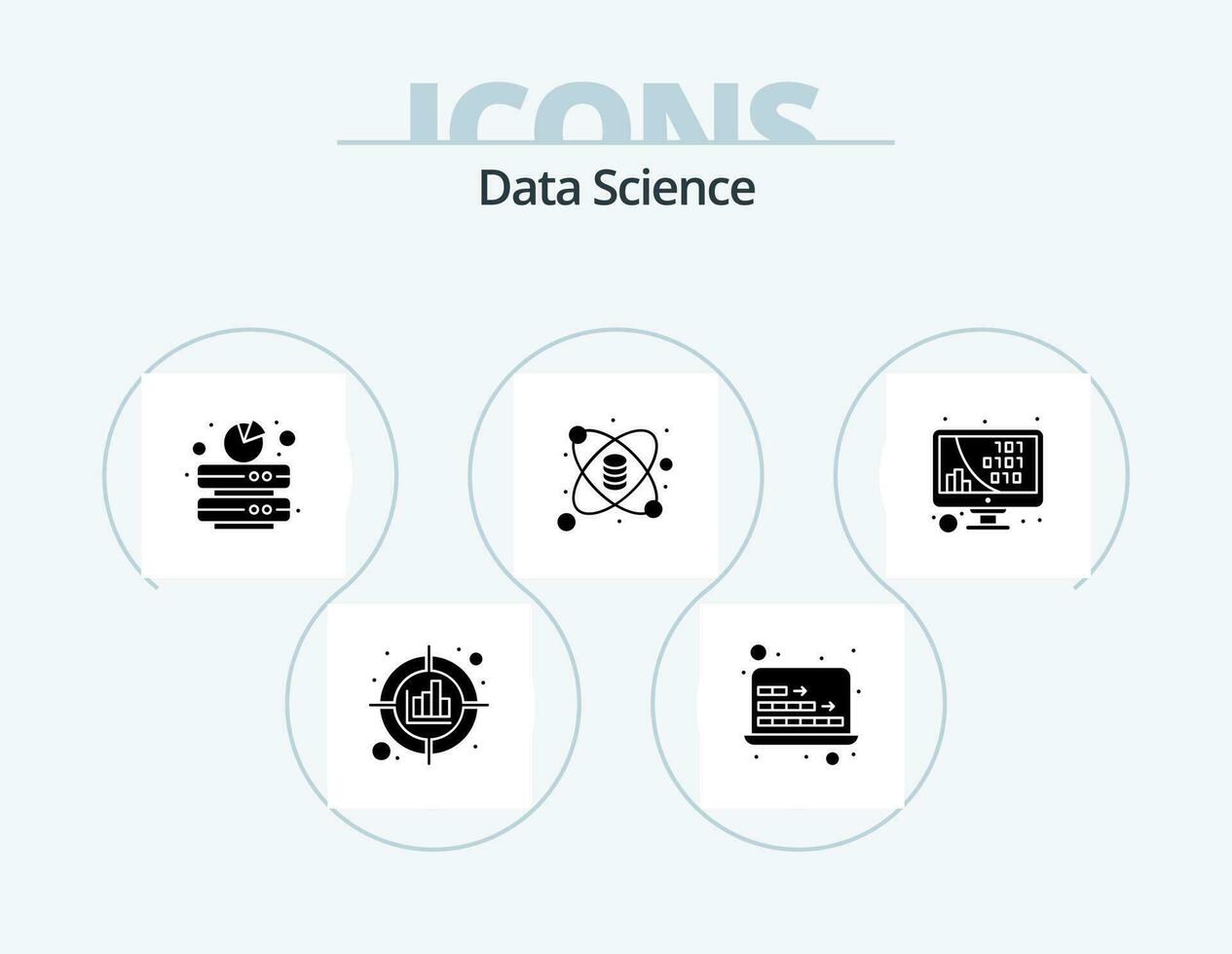 Data Science Glyph Icon Pack 5 Icon Design. science. data. graph. chemistry. graph vector