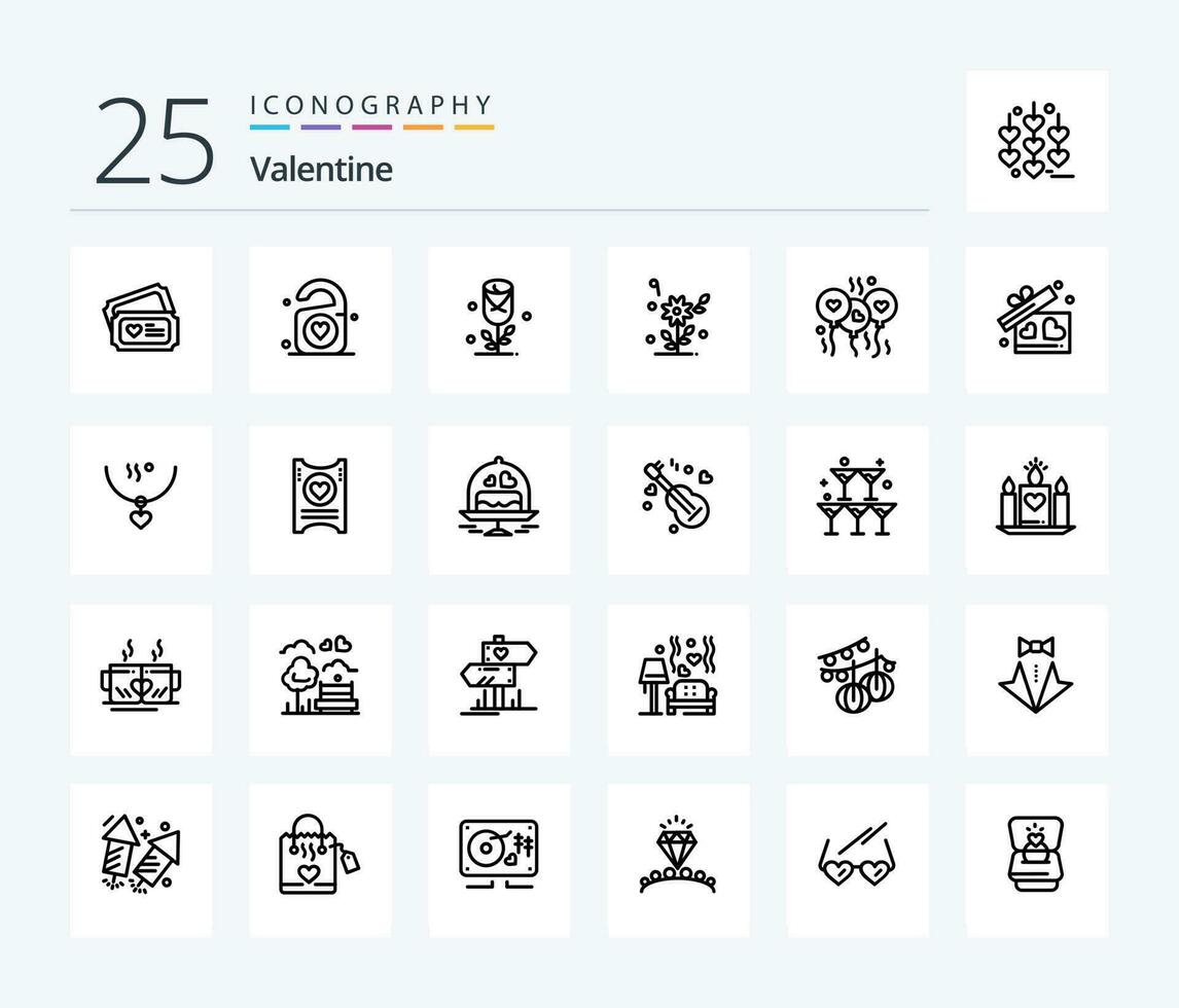 Valentine 25 Line icon pack including love. love. tag. day. valentine vector