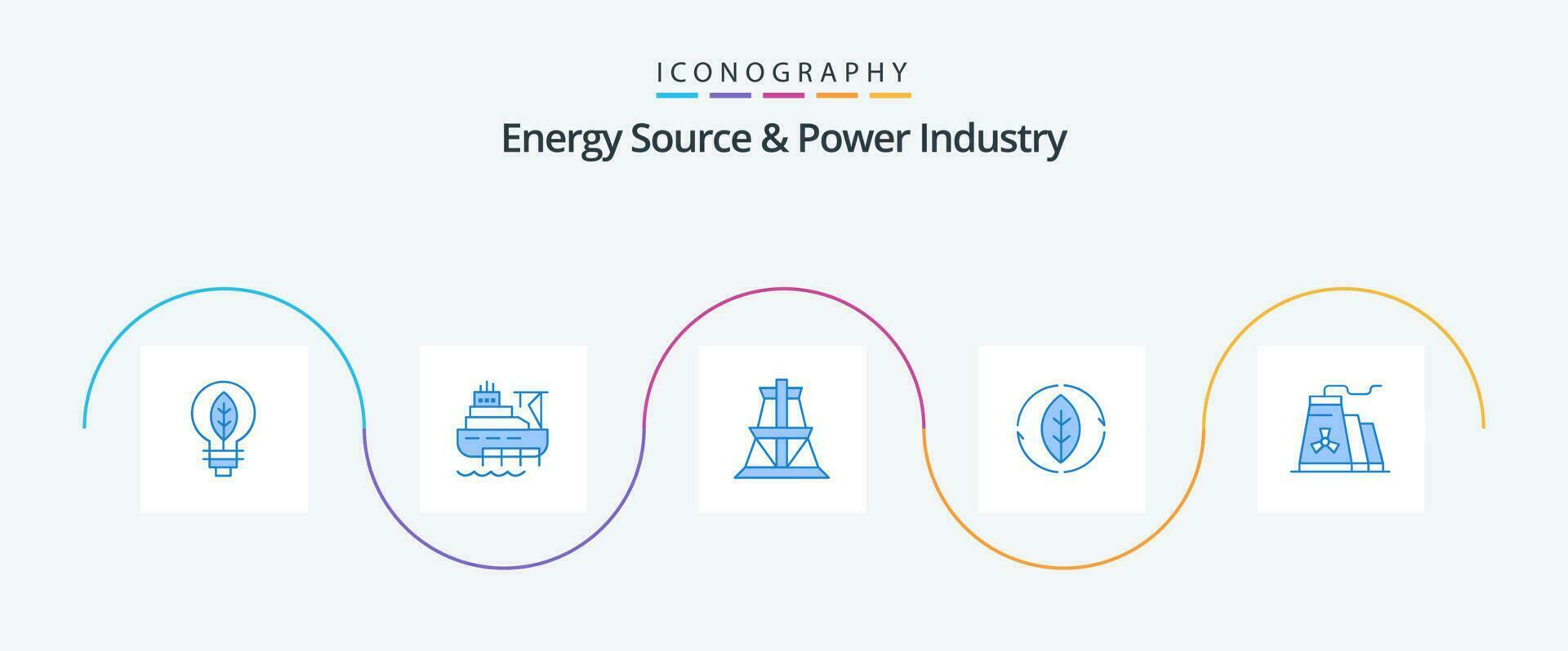 Energy Source And Power Industry Blue 5 Icon Pack Including construction. power. electrical. source. energy vector