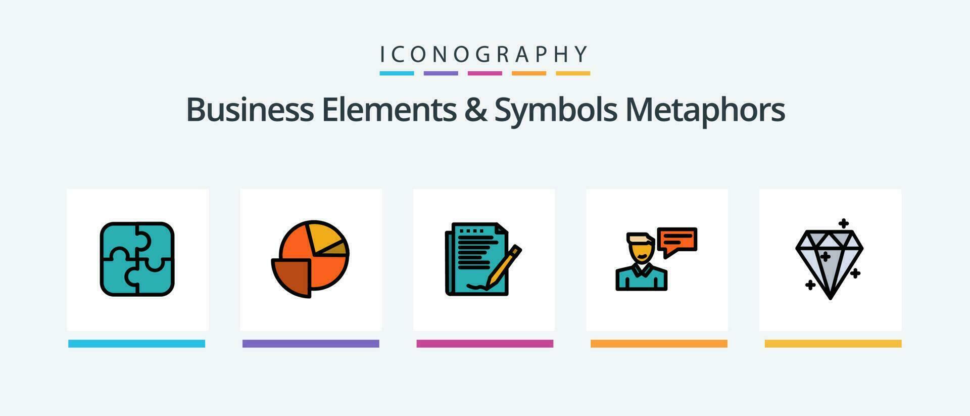 Business Elements And Symbols Metaphors Line Filled 5 Icon Pack Including download. up. puzzle. down. point. Creative Icons Design vector