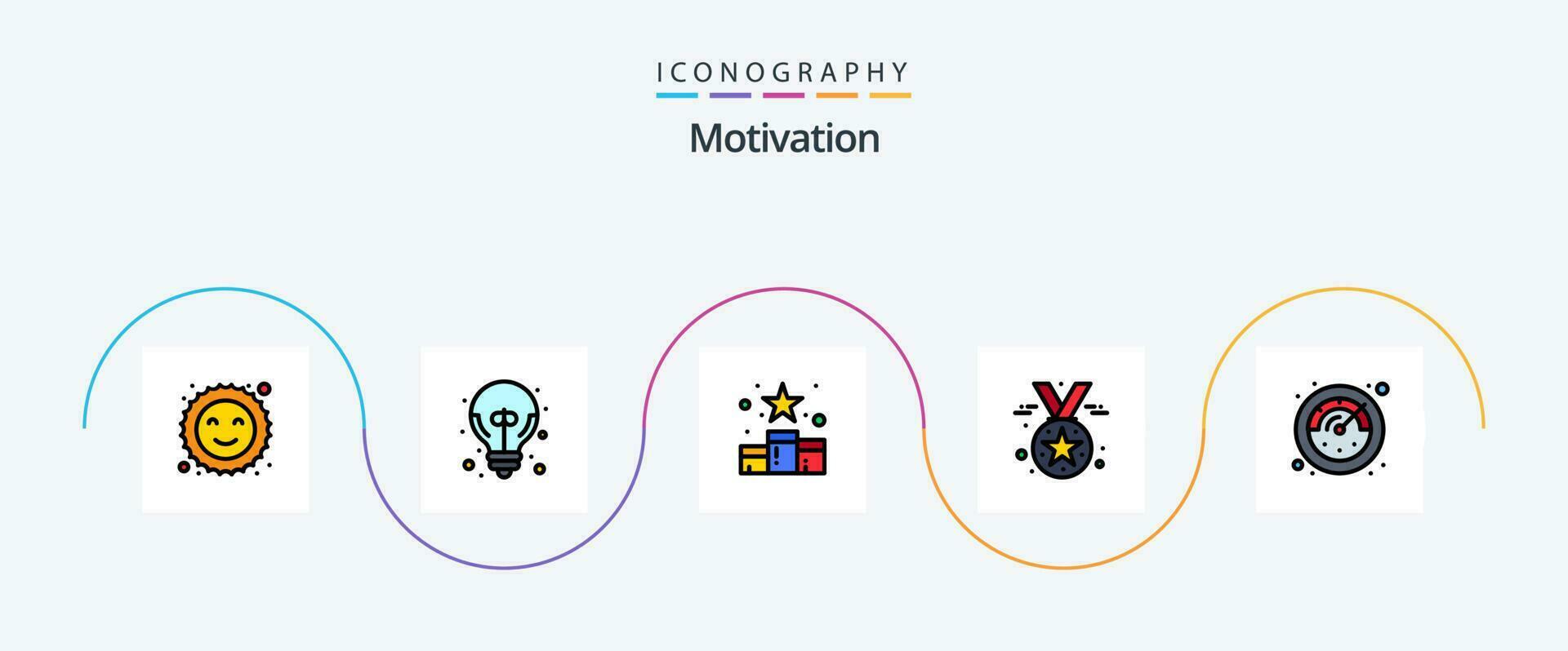 Motivation Line Filled Flat 5 Icon Pack Including stopwatch. medal. position. star. award vector