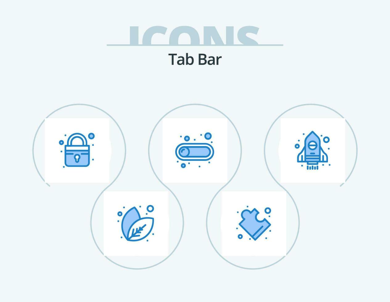 Tab Bar Blue Icon Pack 5 Icon Design. . startup. secure. spaceship. toggle vector