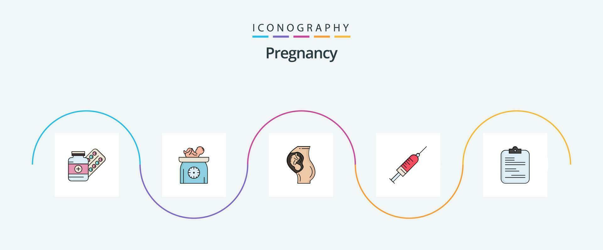 Pregnancy Line Filled Flat 5 Icon Pack Including injection. mother. new born. obstetrics. pregnant vector