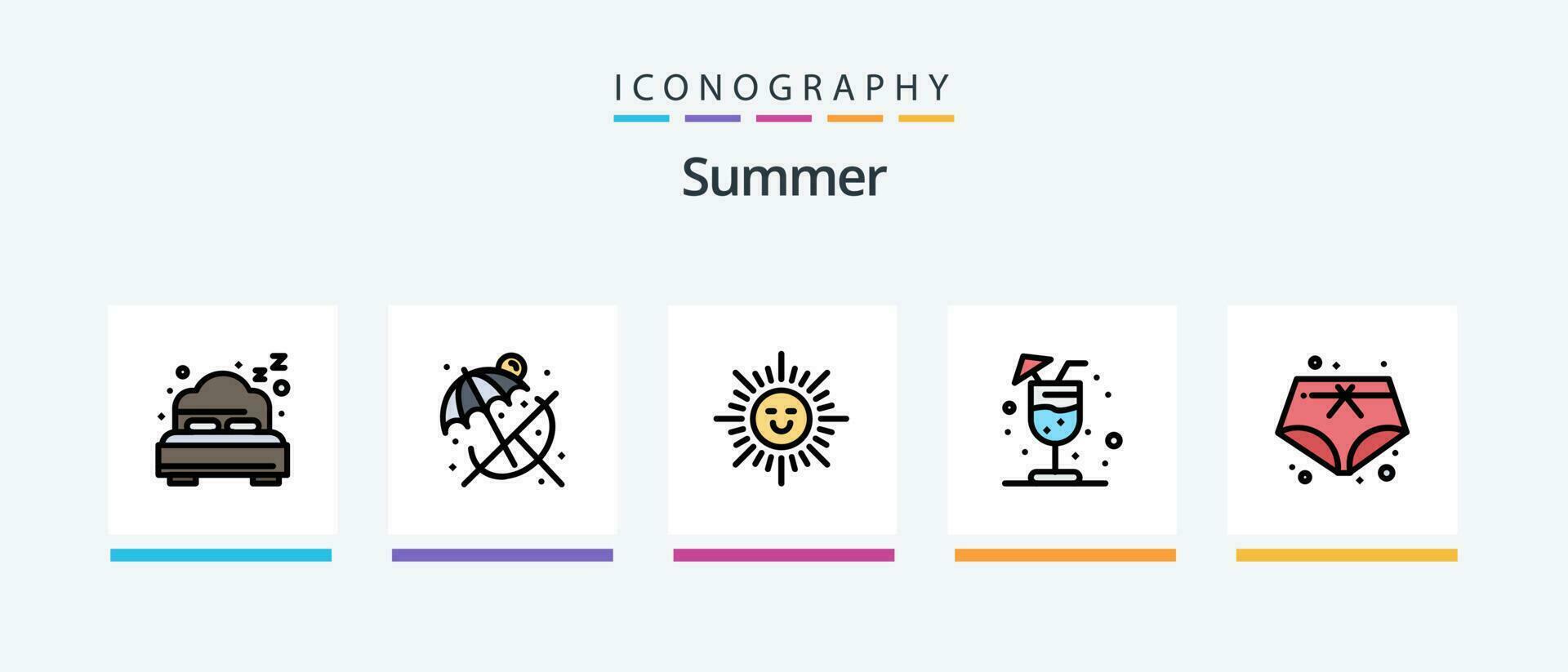 Summer Line Filled 5 Icon Pack Including . sunny. calendar. sun. summer. Creative Icons Design vector