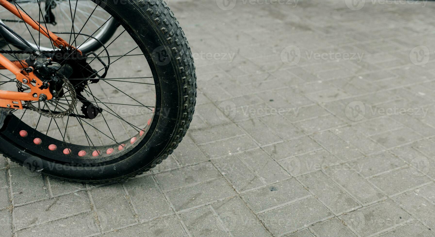 studded mountain bike wheel photo