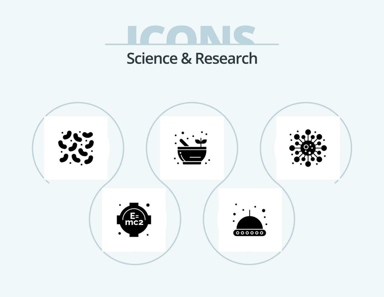 Science Glyph Icon Pack 5 Icon Design. . study. virus. science. cell vector