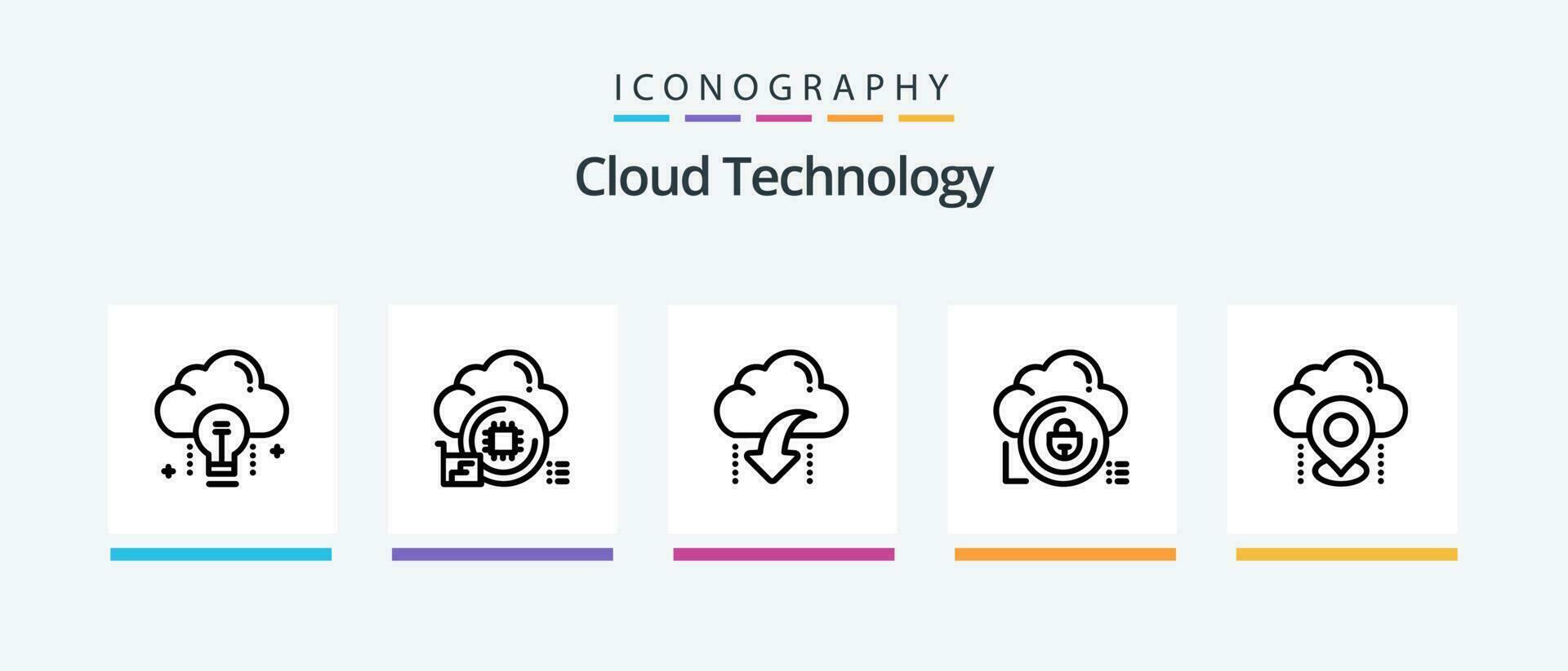 Cloud Technology Line 5 Icon Pack Including cloud. disc. cancel. cd. chip. Creative Icons Design vector