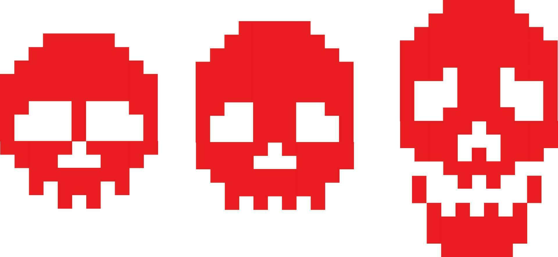 pixel, Digital skull skull vector
