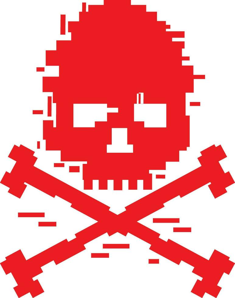 pixel, Digital skull skull vector