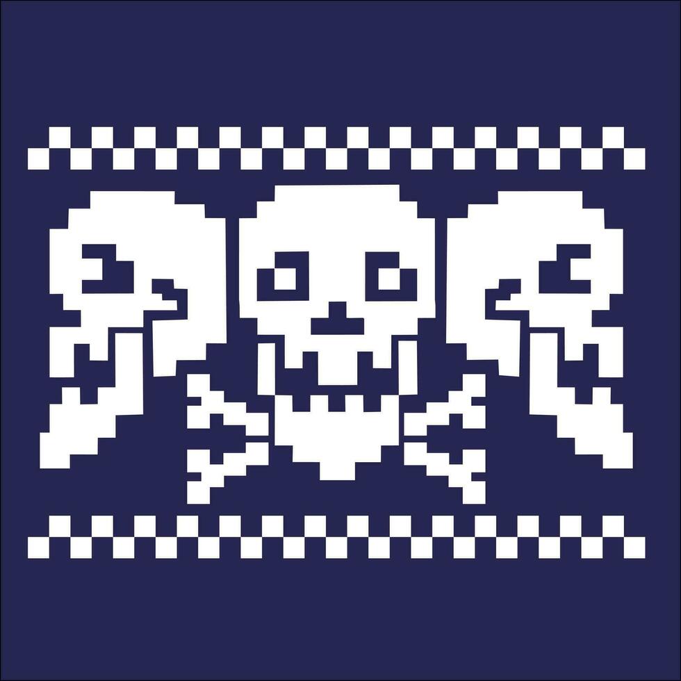pixel, Digital skull skull vector