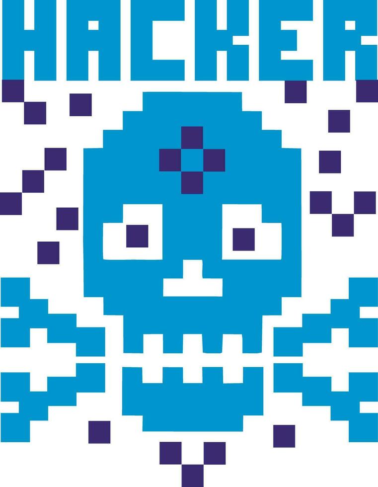 pixel, Digital skull skull vector