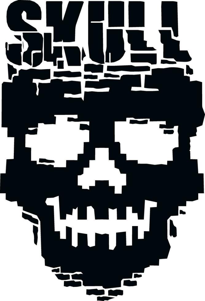 pixel, Digital skull skull vector