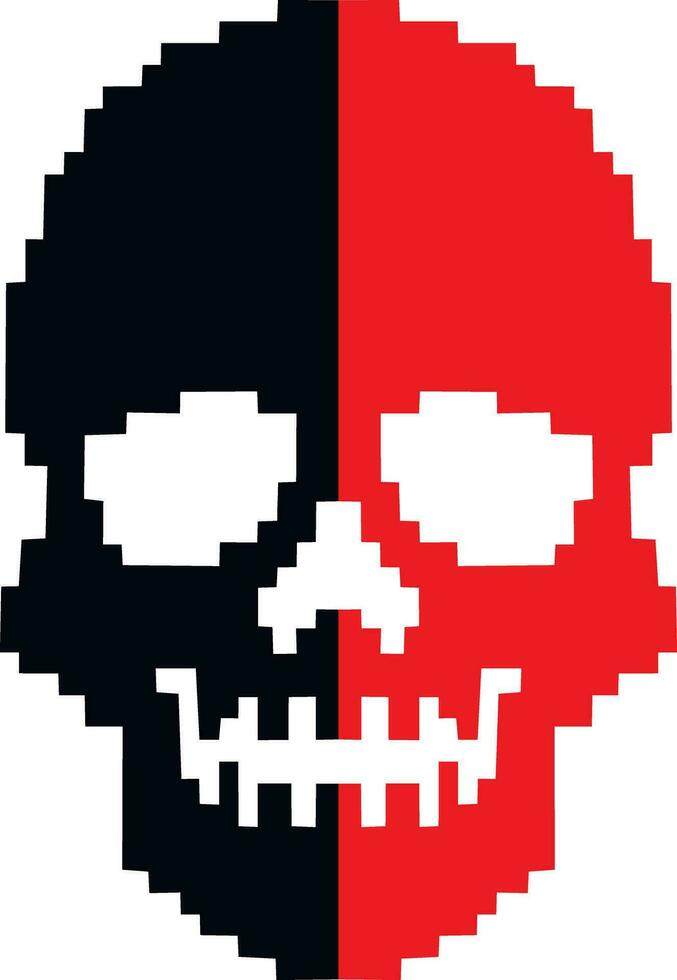 pixel, Digital skull skull vector