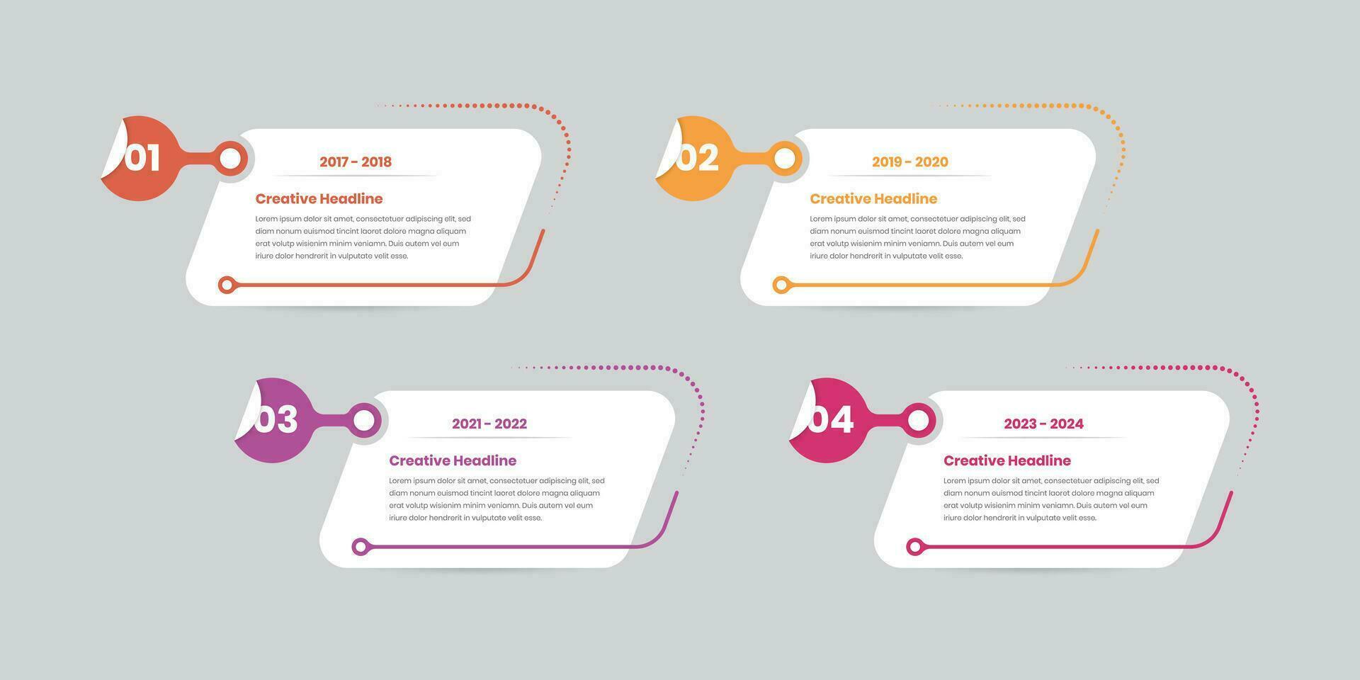 cuatro pasos negocio datos presentación sencillo infografía tarjetas con número vector