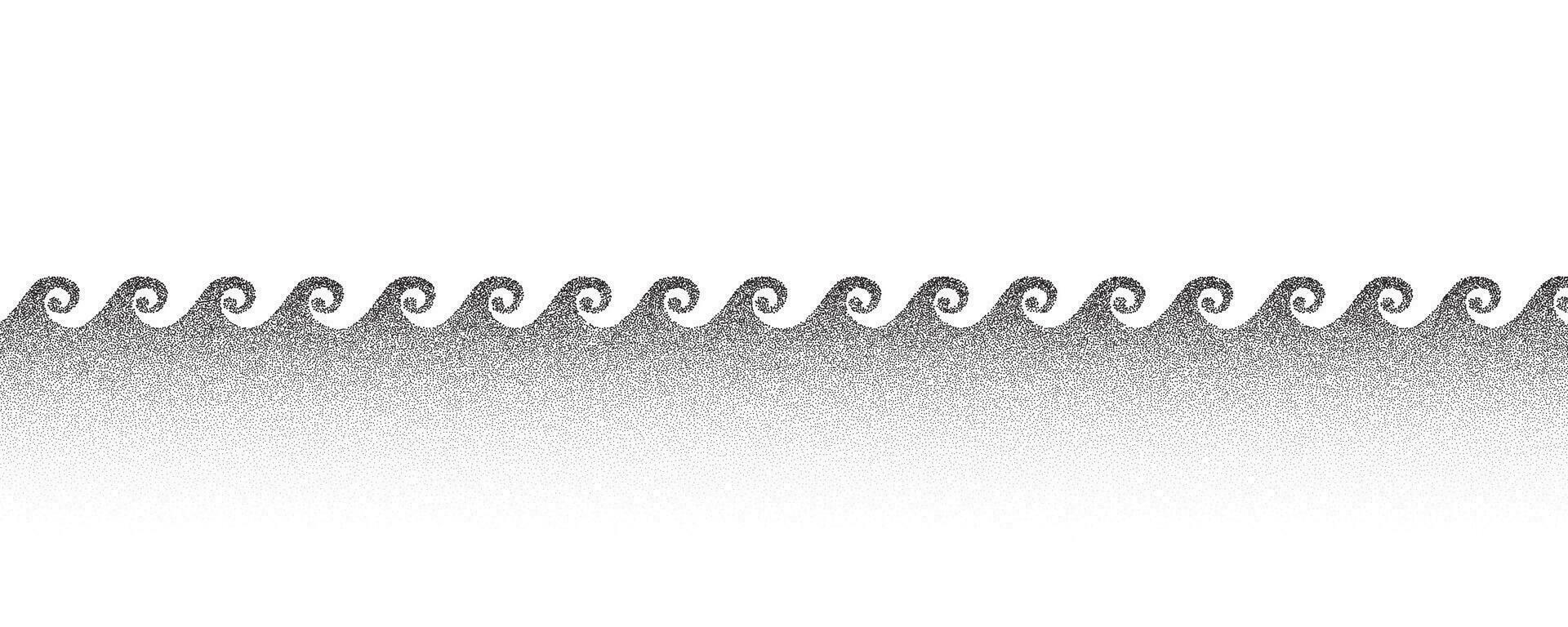 Greek wave border. Water meander pattern. Ancient stipple marine background. Ocean and sea grunge ornament. Vector background