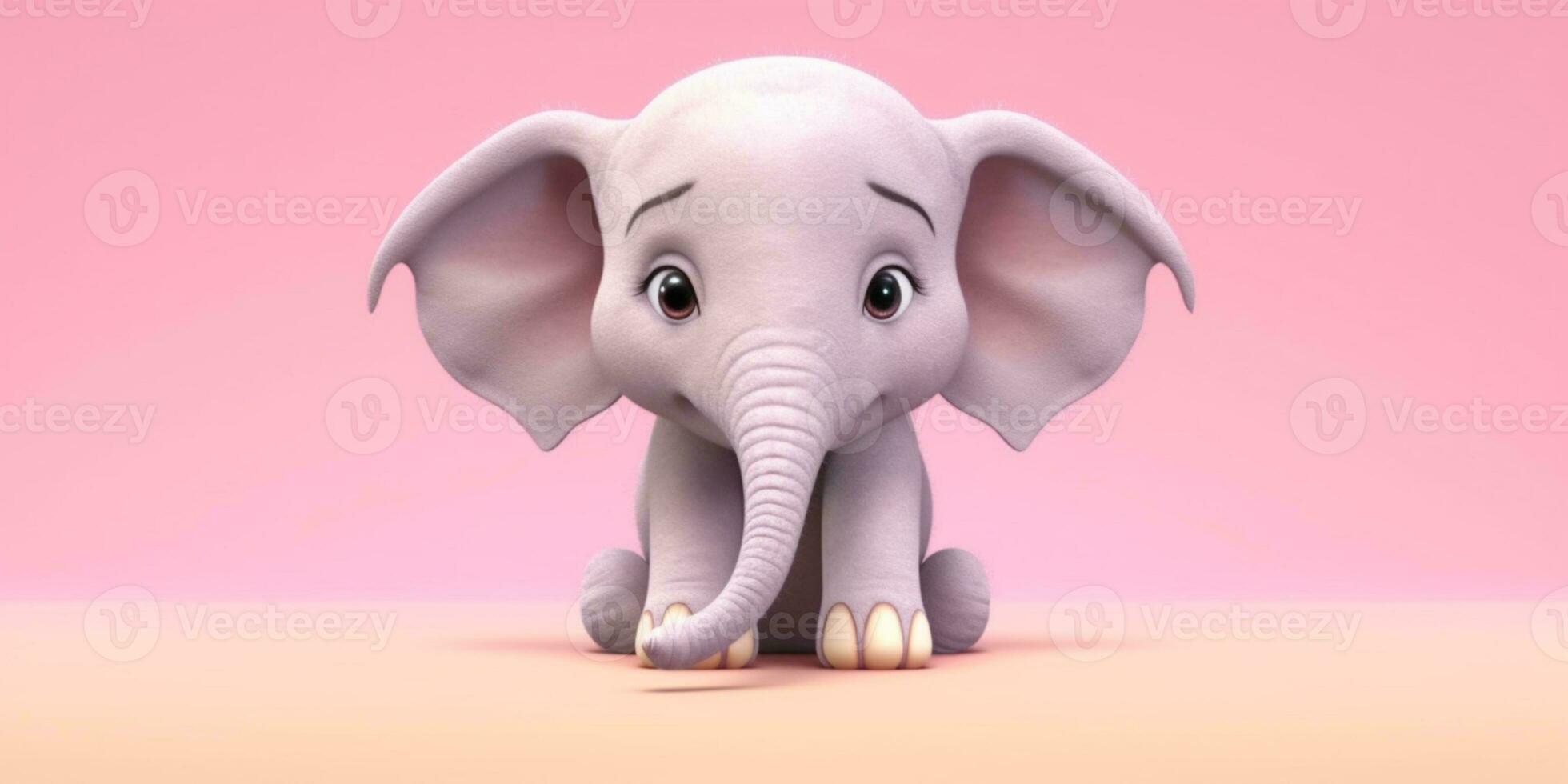 Baby elephant cute animal clay cartoon animation, AI Generated photo