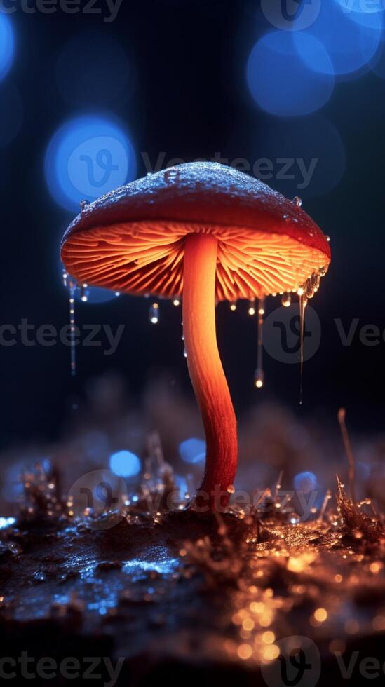 Mushroom photo wallpaper background. AI Generated,