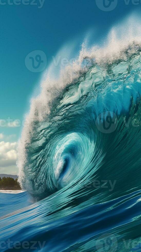 Ocean wave blue water background. AI Generated photo