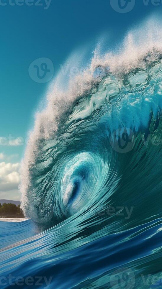 Ocean wave blue water background. photo