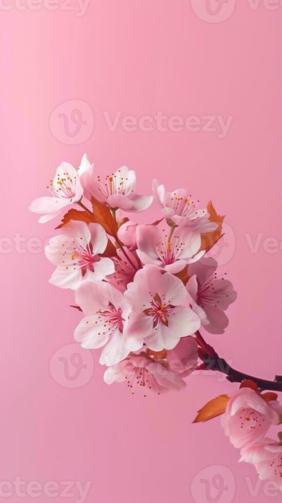 Cherryblossom flower copy space blurred background. AI Generated photo