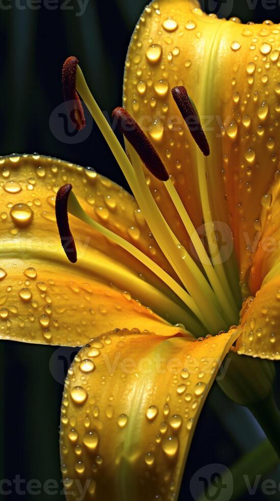 Yellow lily flower wallpaper background. , photo
