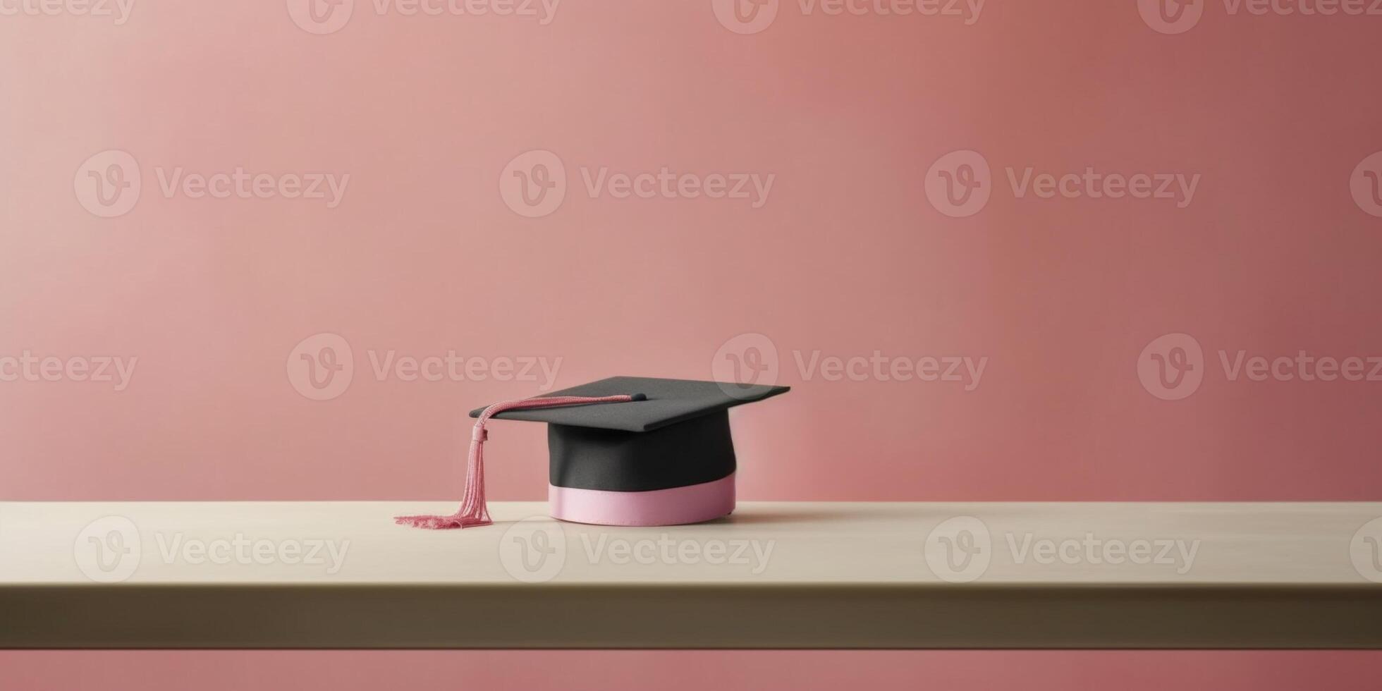 University graduation cap and book background, AI Generated photo