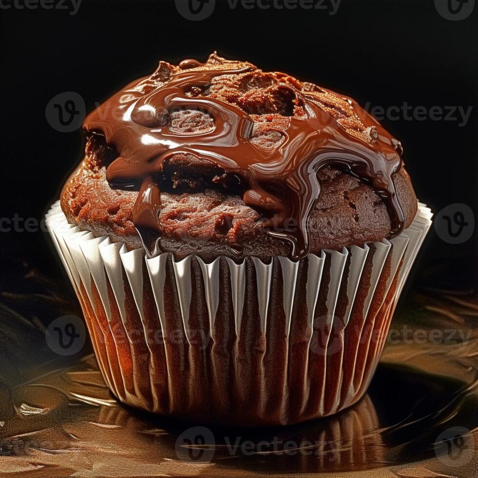 Cupcake chocolate cream snack tea time. AI Generated photo