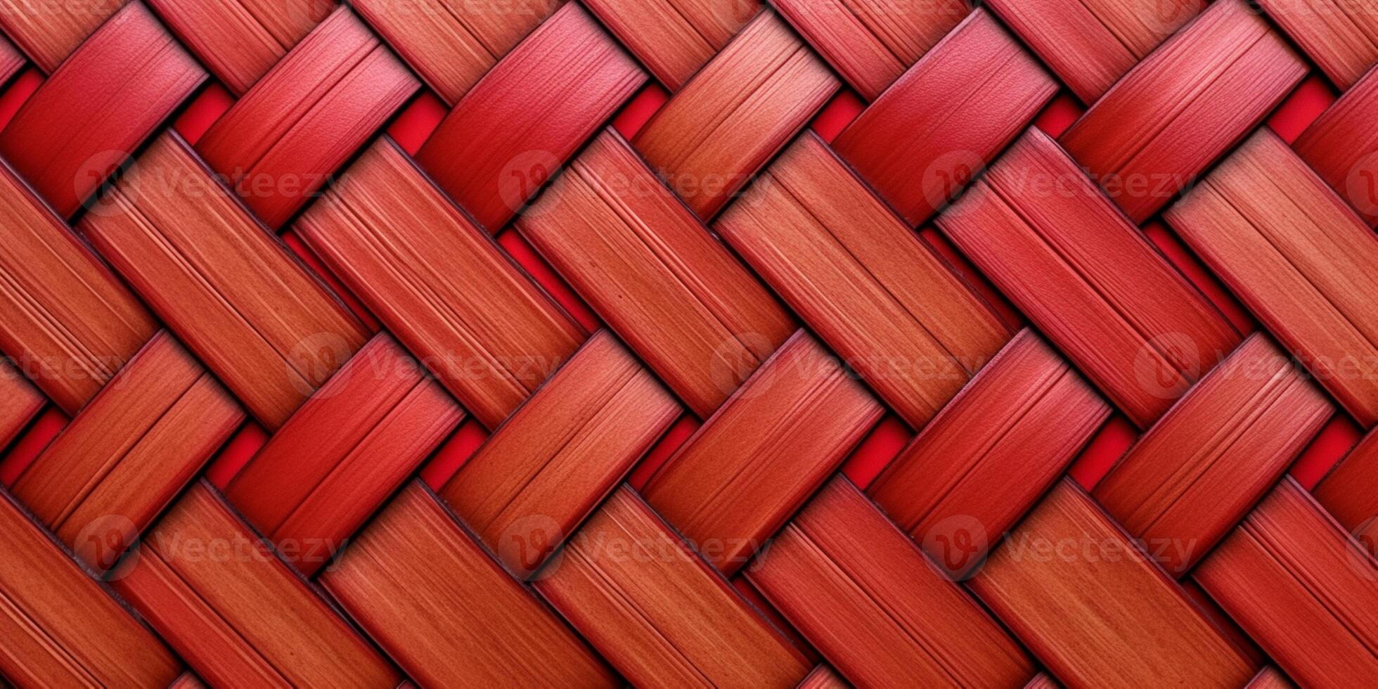 Red rattan wooden basket weaving background. photo