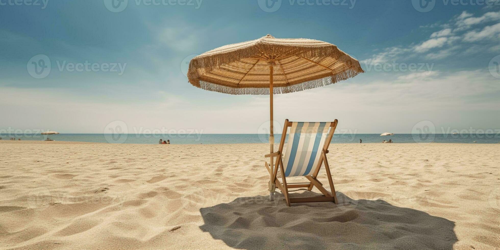 White sand beach and sea blurred background, AI Generateand photo