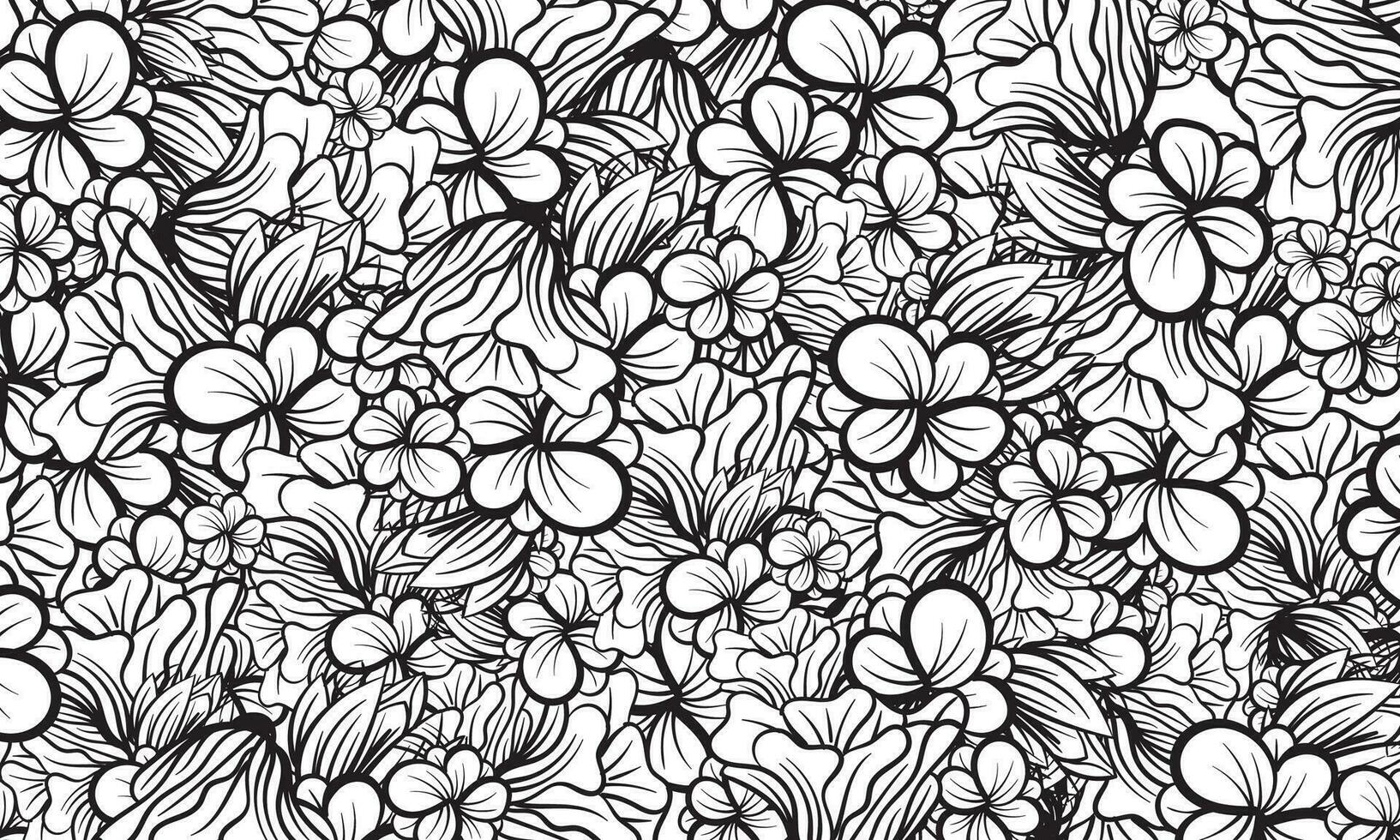 Seamless pattern with flowers. Black and white floral background. vector