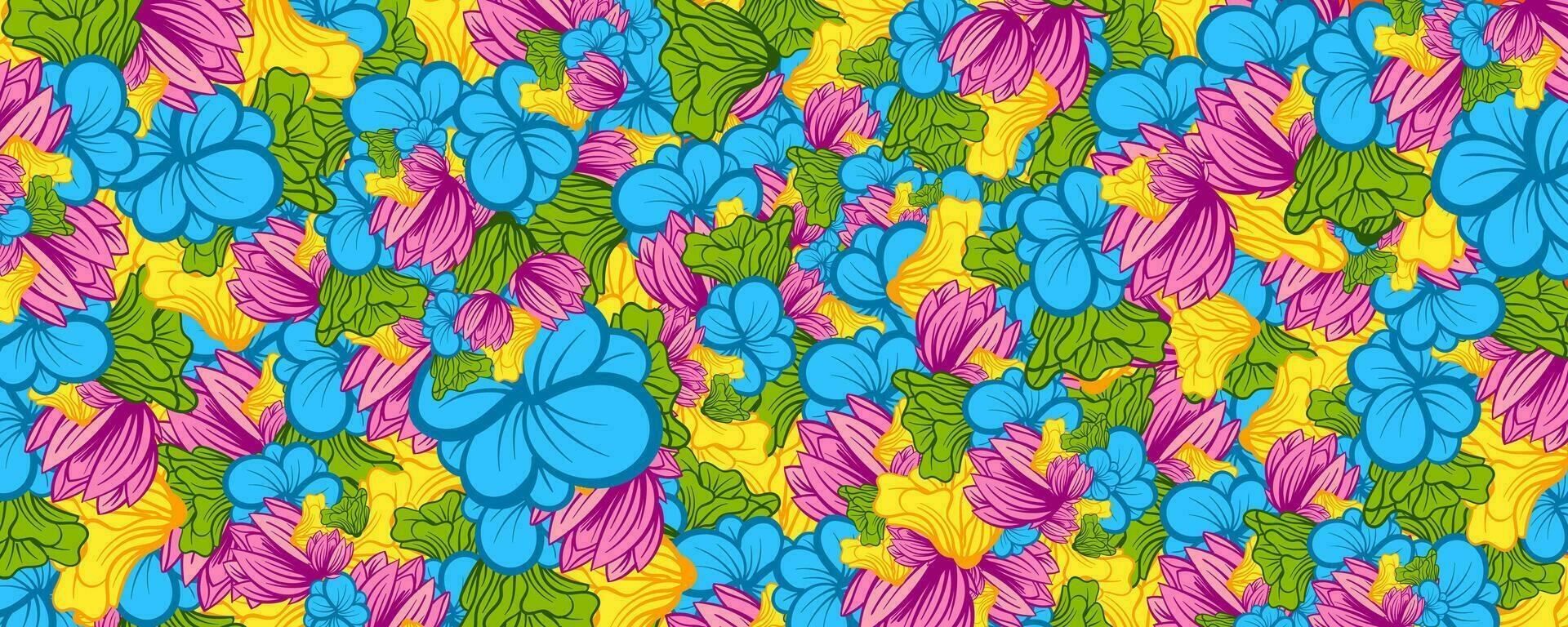 Seamless pattern with pansy flowers. Floral background. vector