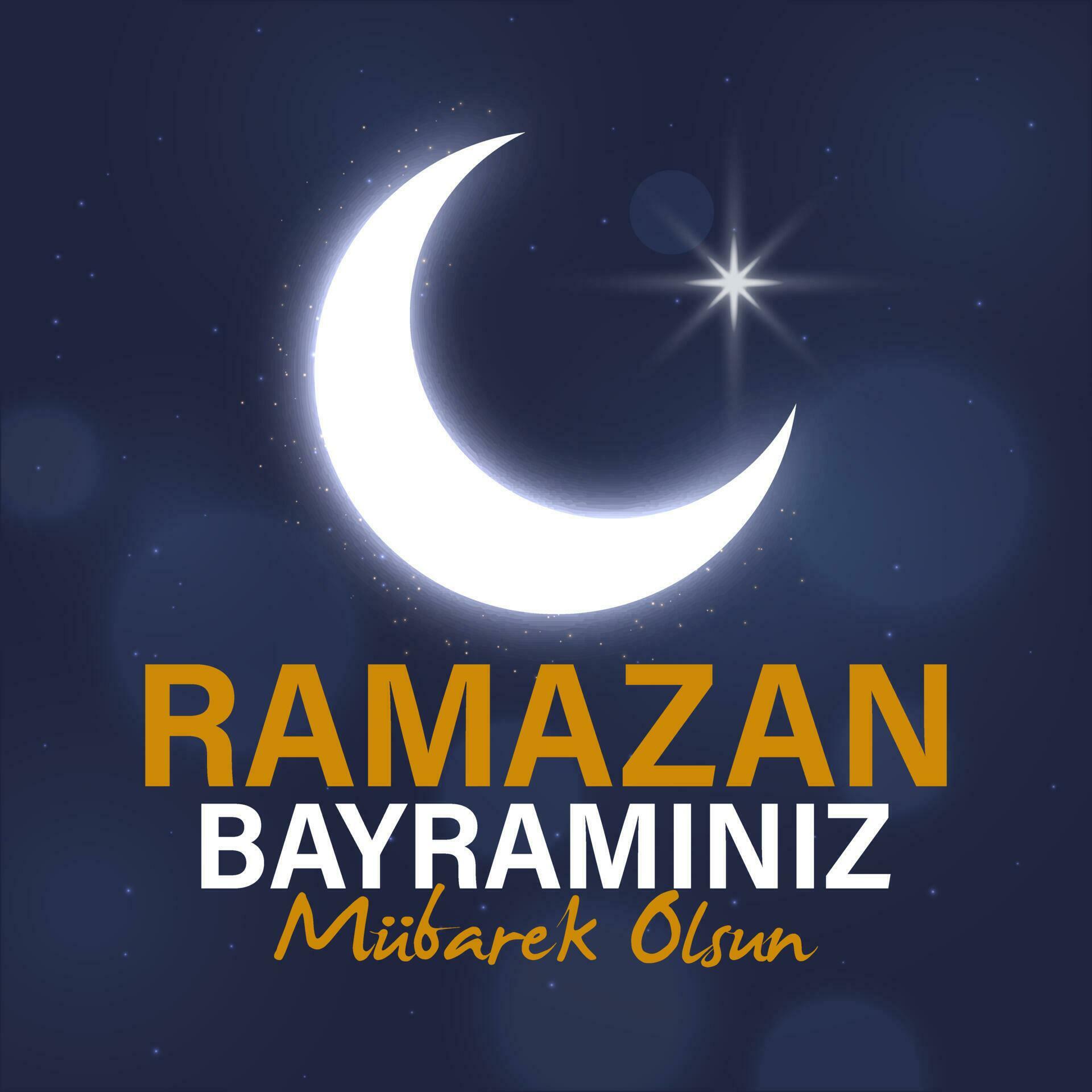 Ramazan Bayraminiz Mübarek Olsun Eid Mubarak Eid al-Fitr Mubarak Islamic Feast Greetings. Holy month of muslim