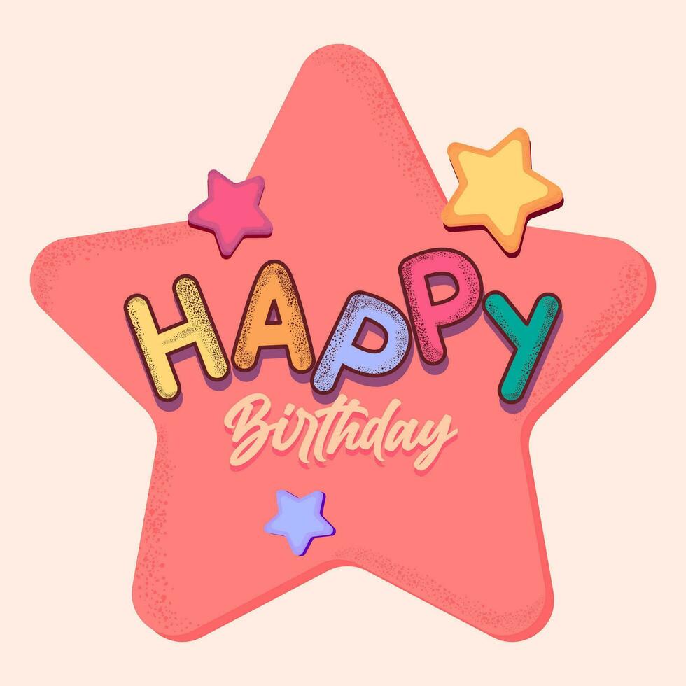 contento cumpleaños saludo tarjeta con estrellas y letras. vector ilustración.