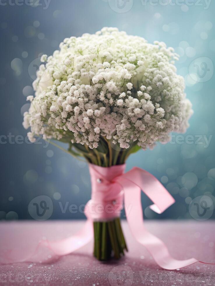 Babys breath flower copy space background. photo