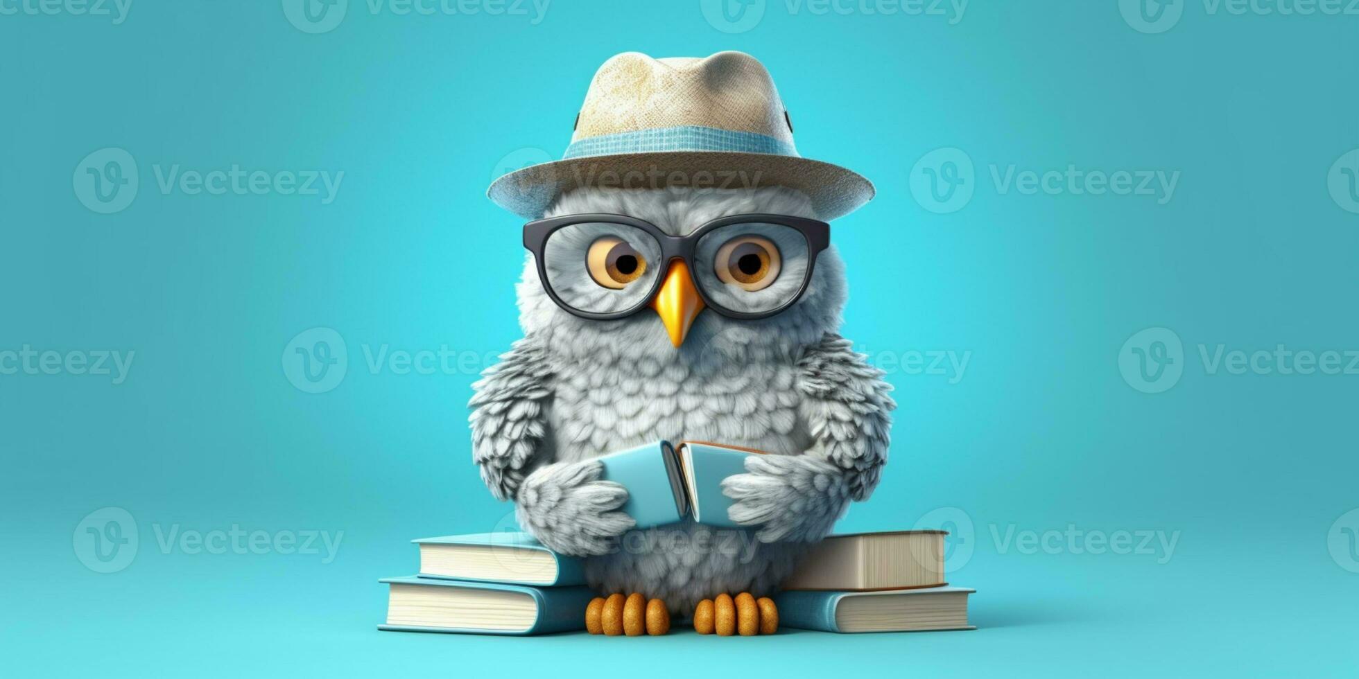 Little owl and hat animal clay cartoon animation, AI Generated photo