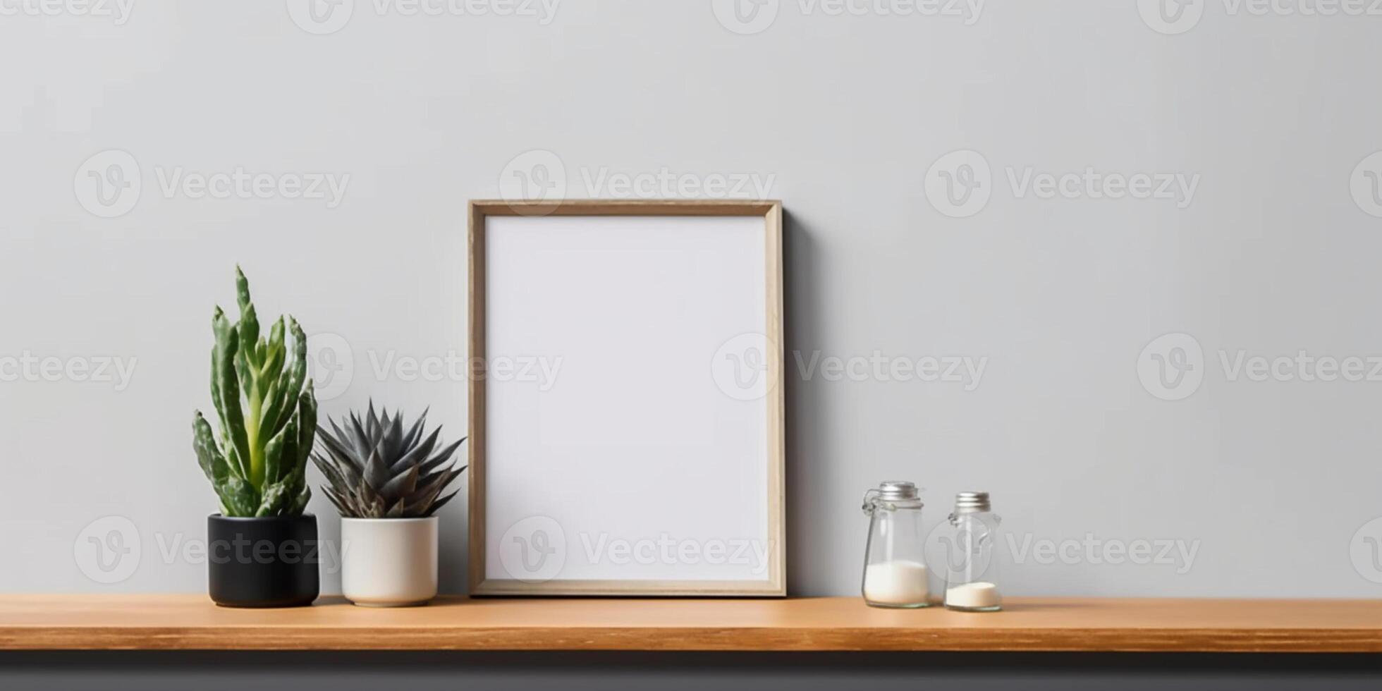 Blank frame mockup copy space background, AI Generated photo