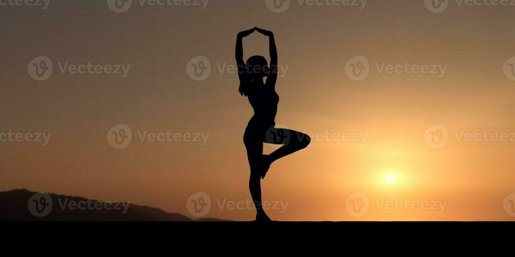 Yoga style silhouette blurred background, AI Generated photo