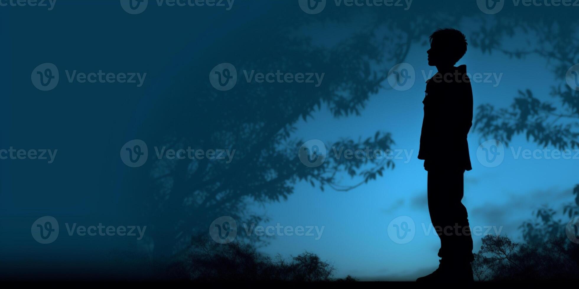 Mental health a parent silhouette blurred background, photo