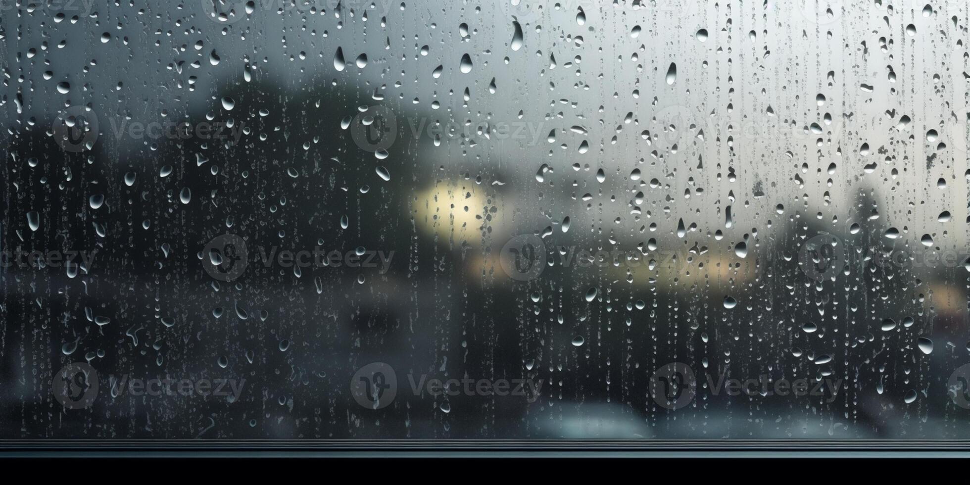 Rainy on window copy space blurred background, AI Generated photo