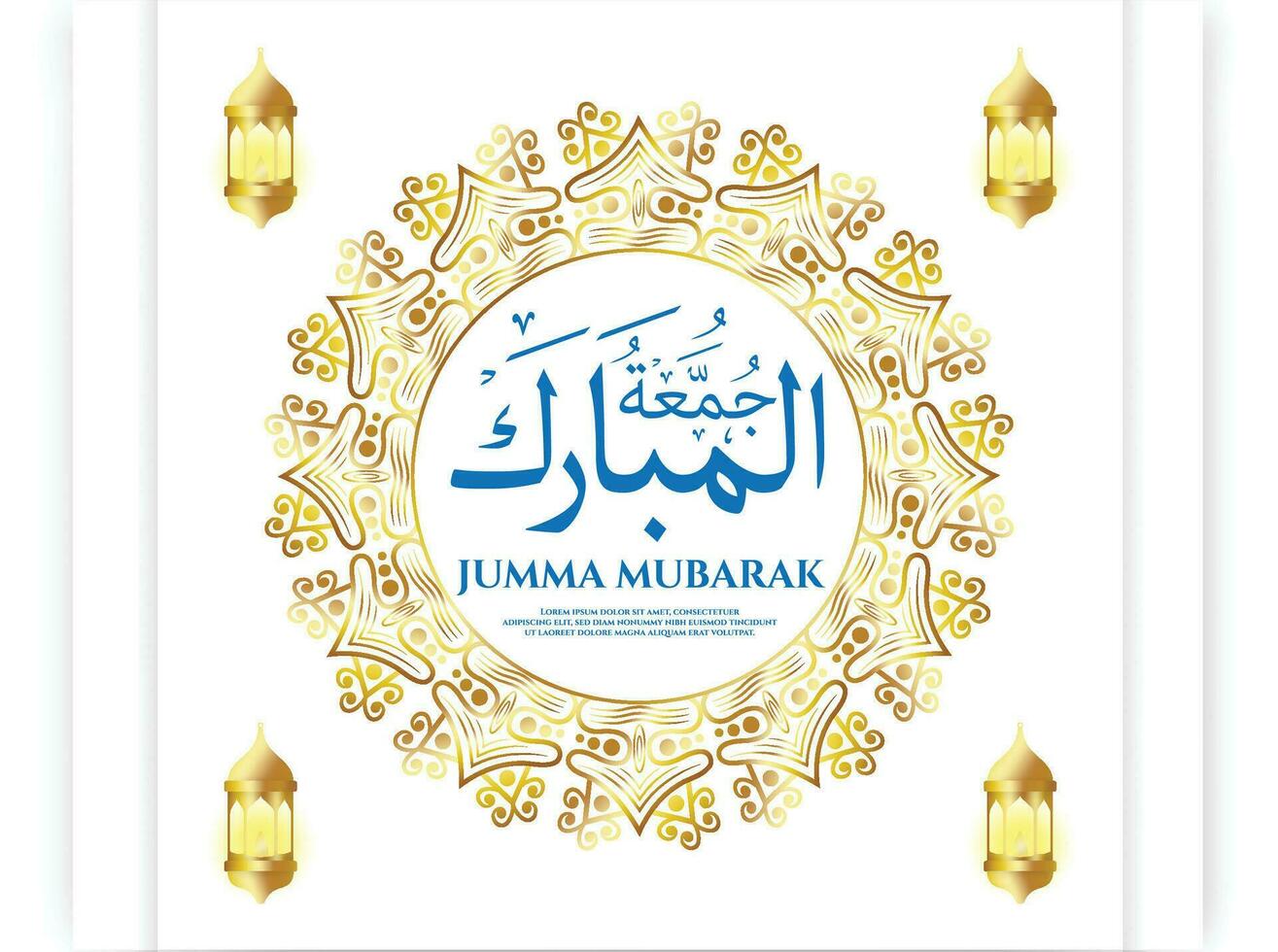 Vector Illustration of Jumma mubarak calligraphy golden jummah day background or post design, greeting card, Friday the day of blessing for Muslims