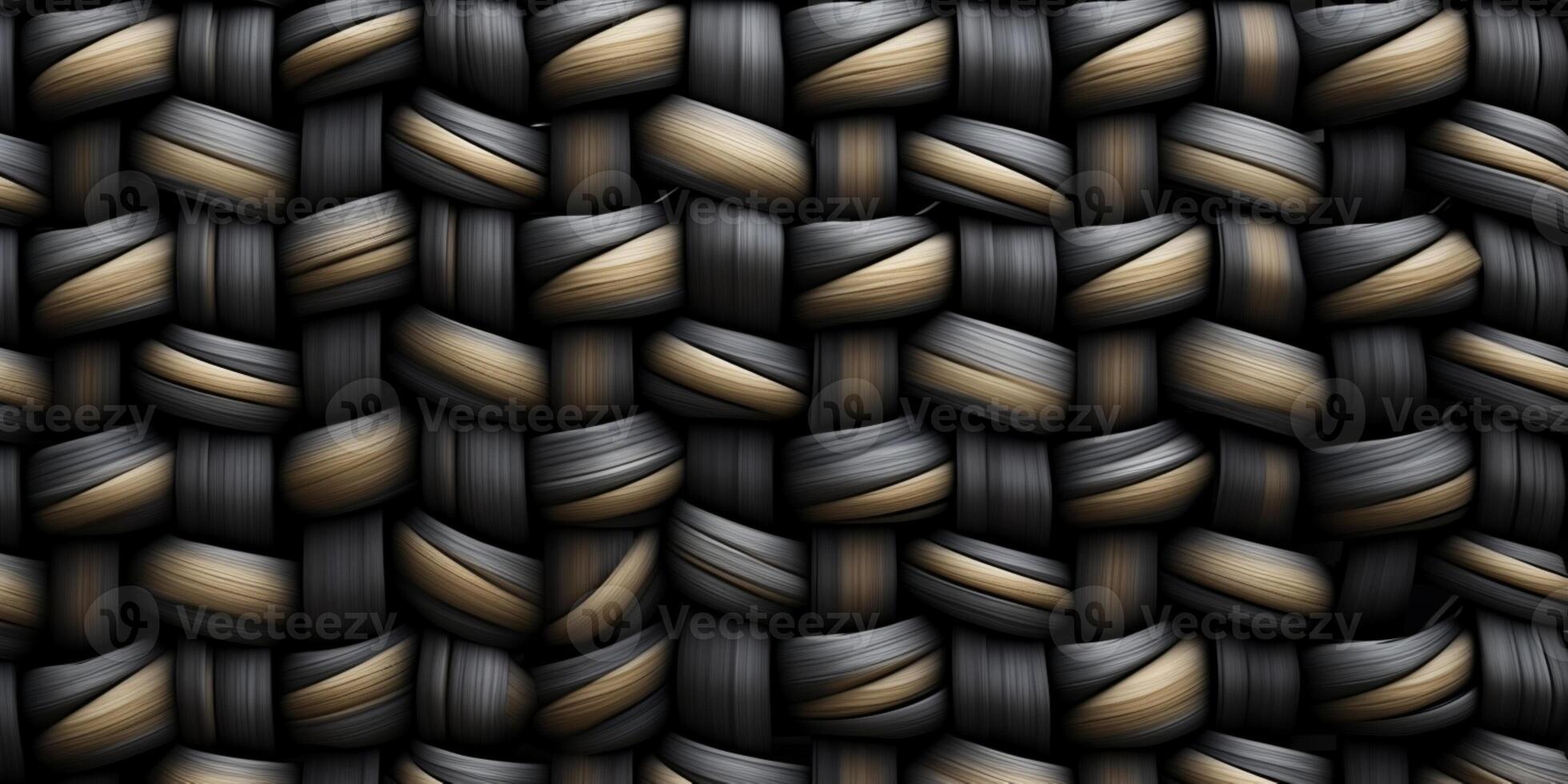 Black rattan wooden basket weaving background. AI Generated photo