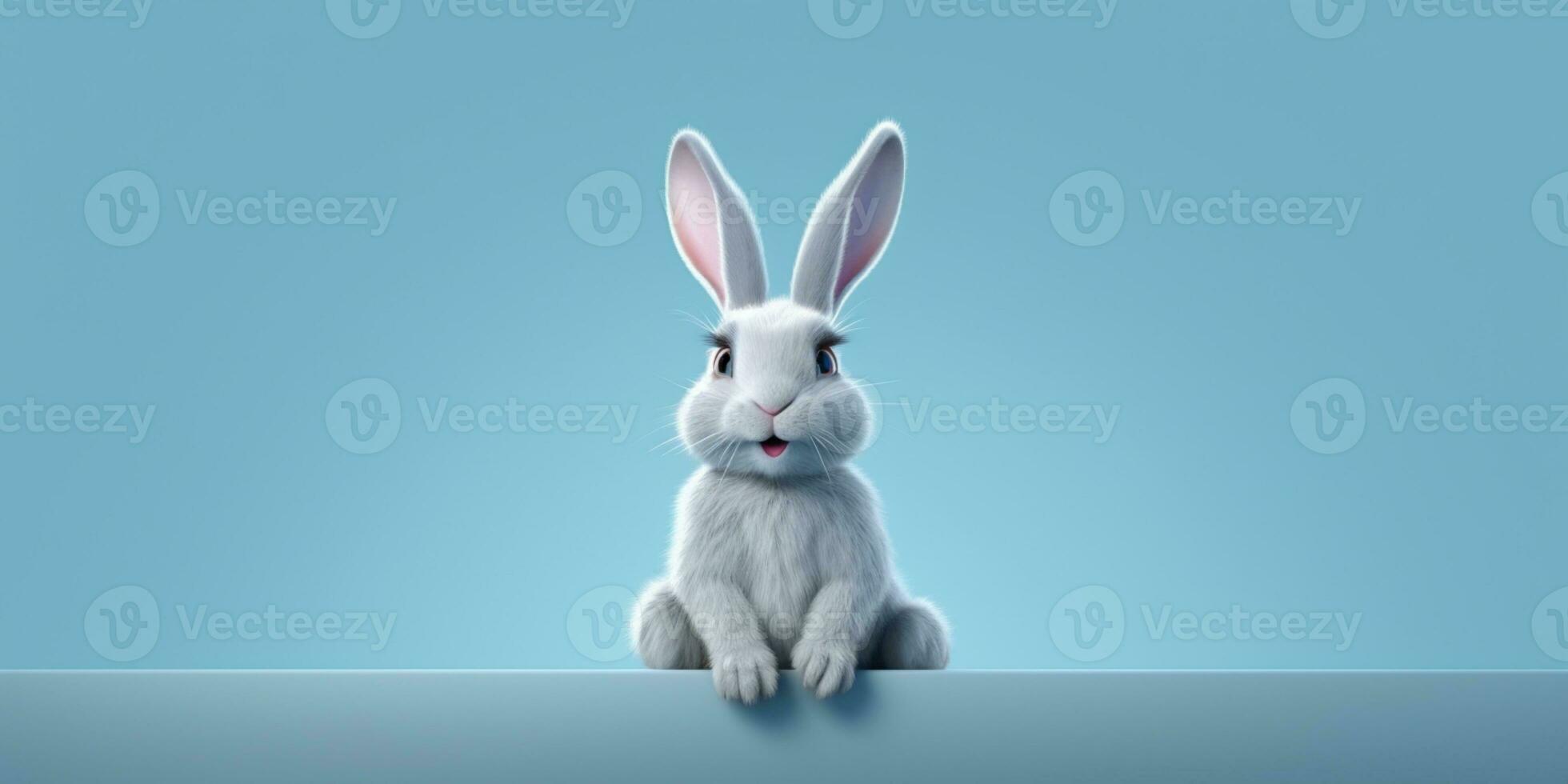 pequeño Conejo arcilla dibujos animados animación, ai generado foto