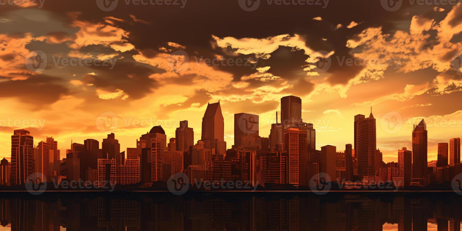 City skyline silhouettes could and building Background. AI Generated photo