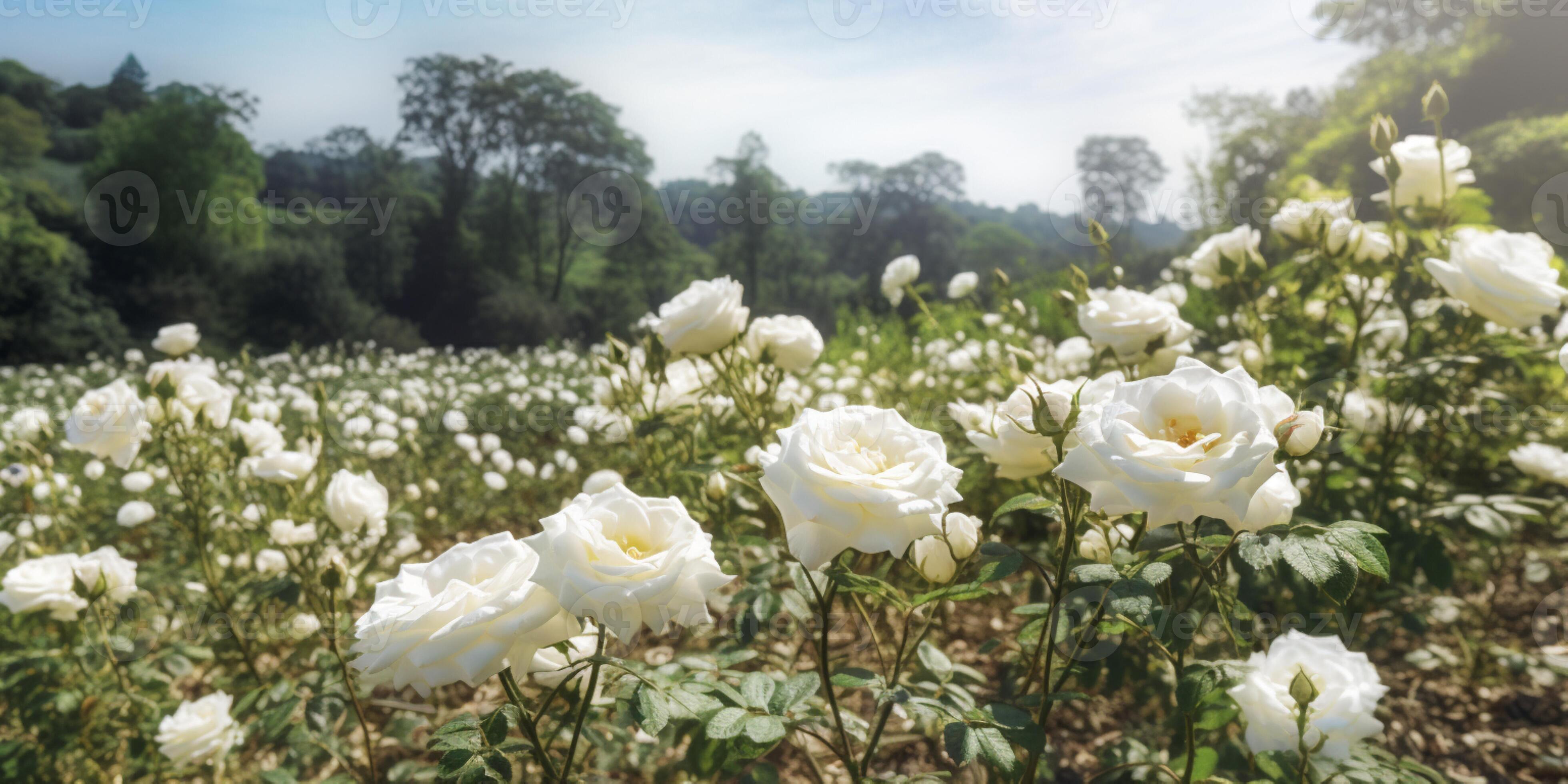 White flower meadow background. AI Generated 26182238 Stock Photo at