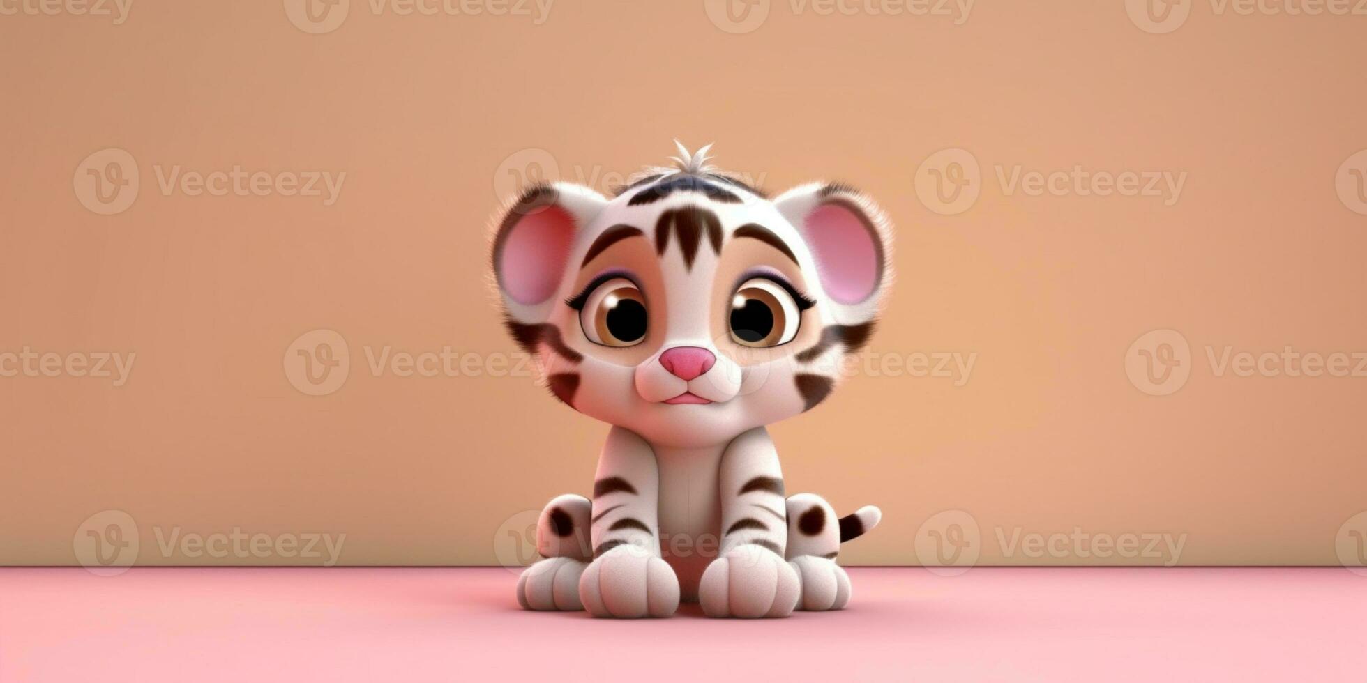 Baby tiger cute animal clay cartoon animation, AI Generated photo