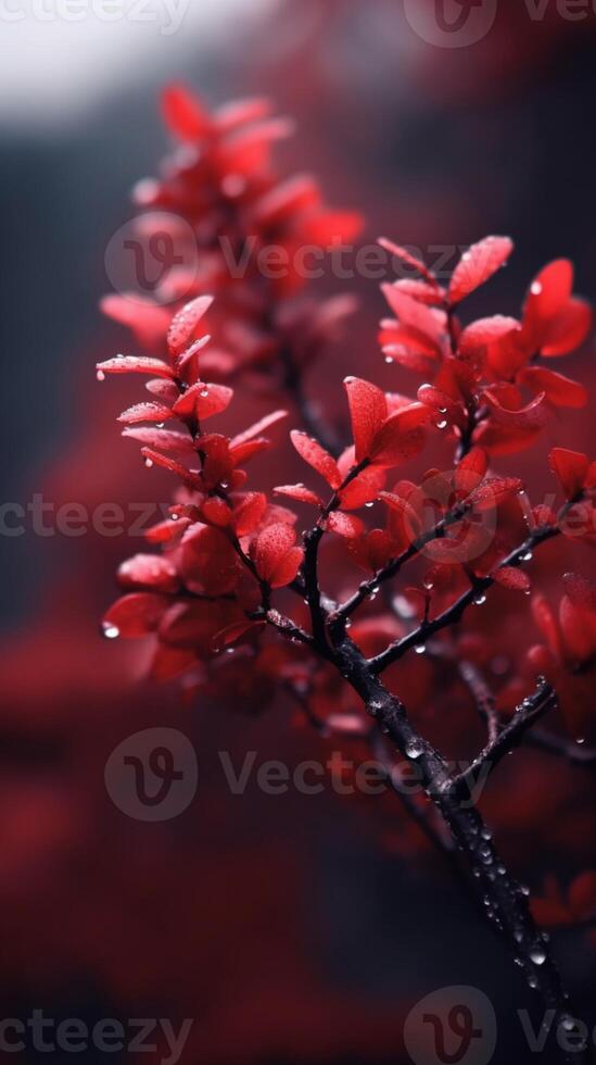 Red tree wallpaper background. AI Generated photo