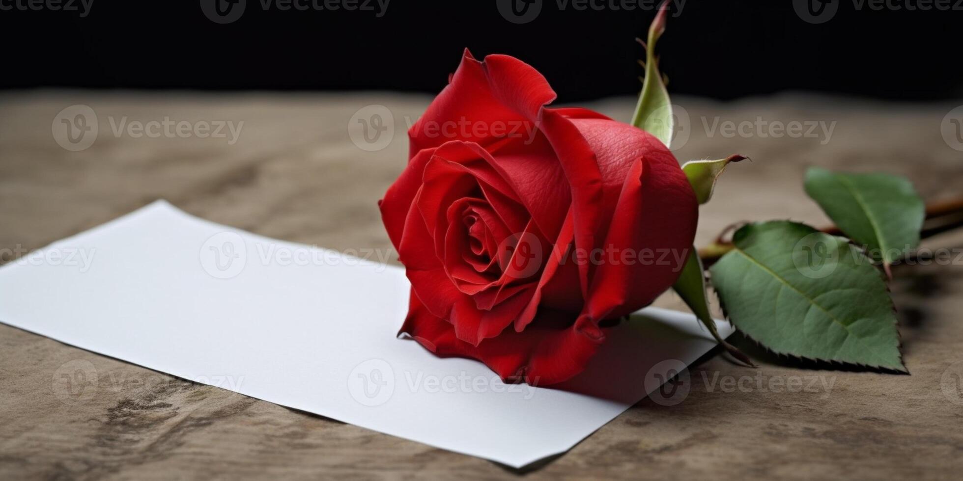 Blank paper note and flower for text copy space background photo