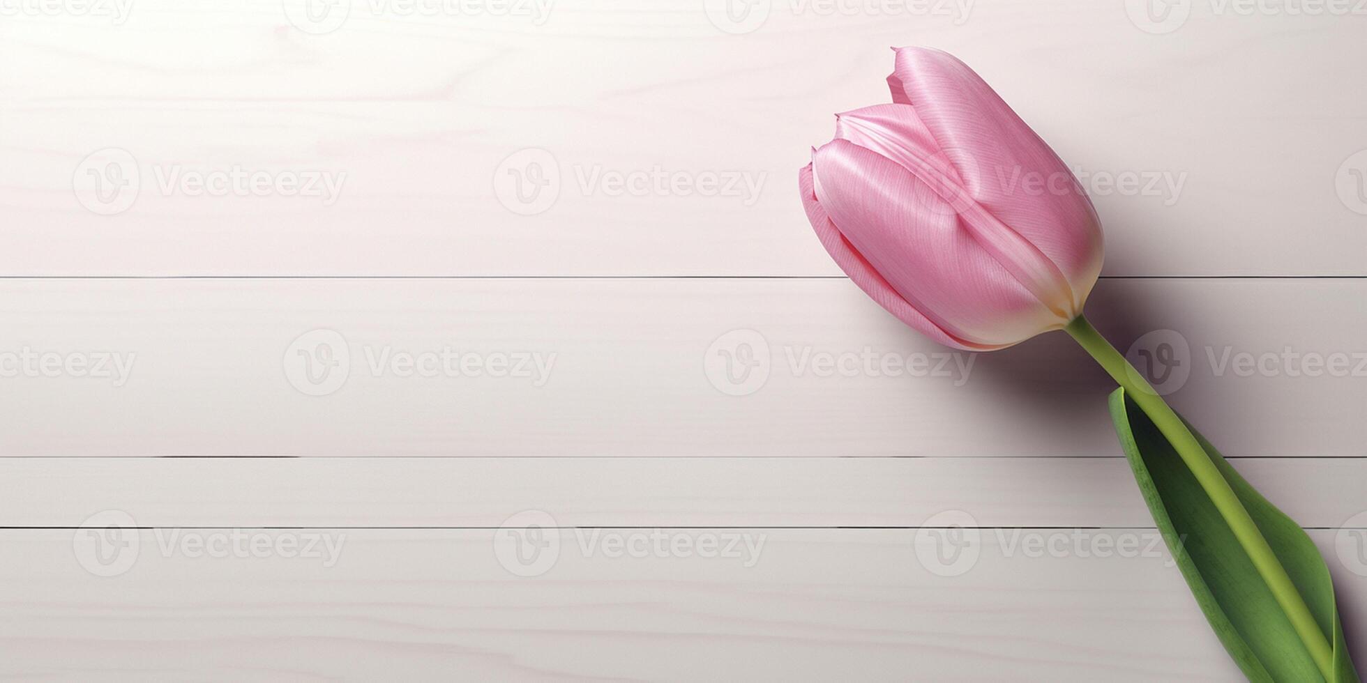 Blank paper note and flower for text copy space background photo
