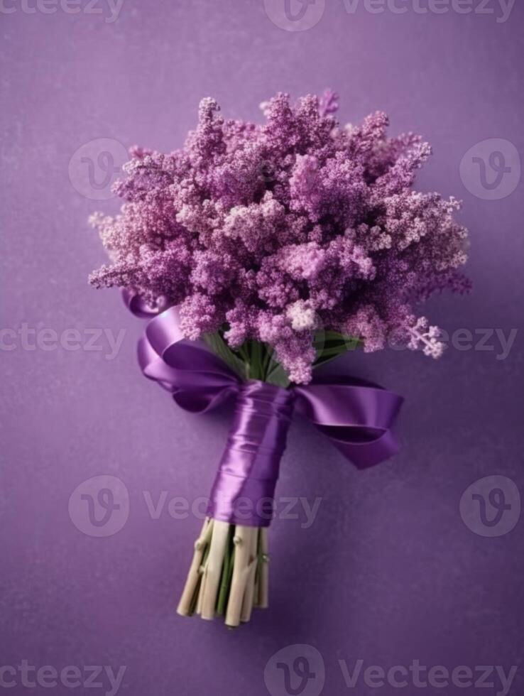 Statice flower wedding bouquet blurred background. photo